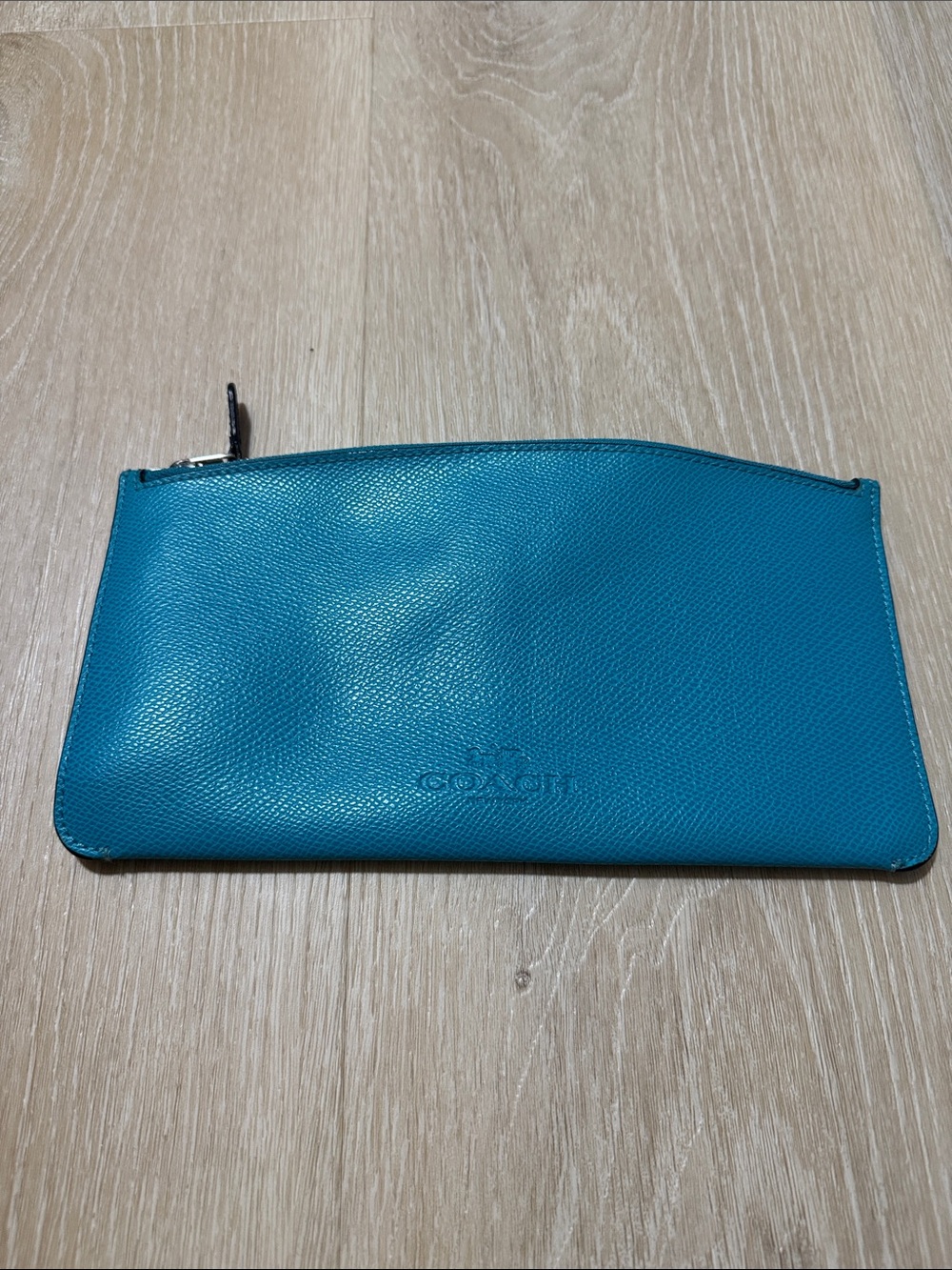 Coach Turquoise Leather Zip Pouch